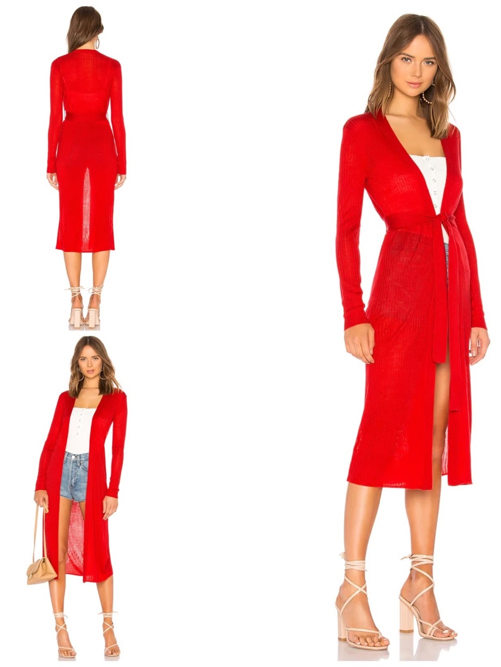Tularosa Sandy Longline Duster Wool Red Belted Cardigan XS
